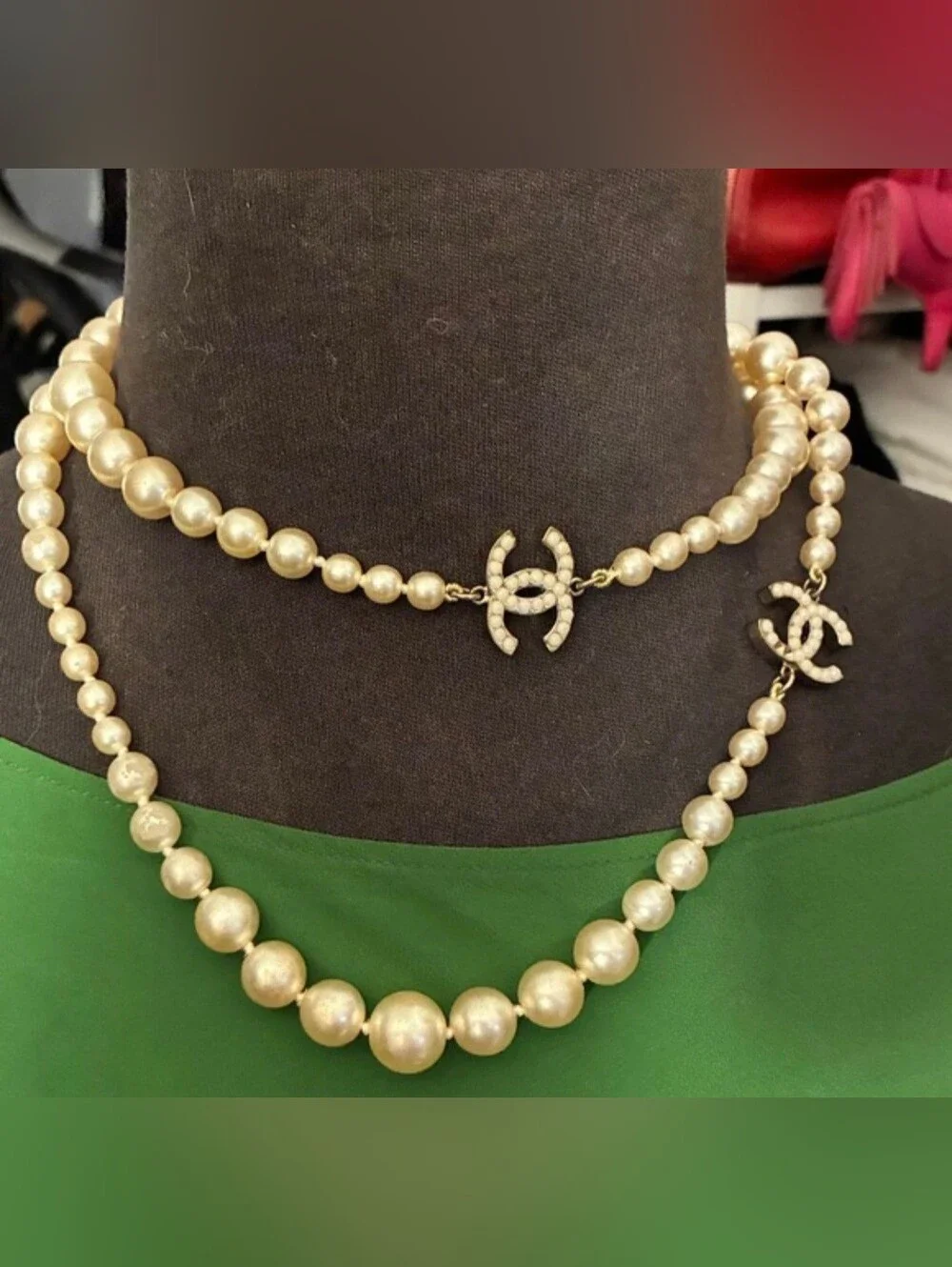 CHANEL Graduated Long CC Pearl Necklace - Classic Beaded Strand